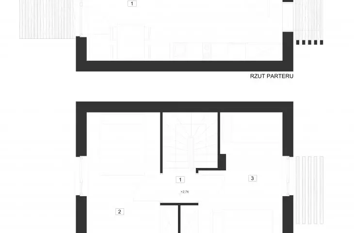 A floor plan of one of the cottages