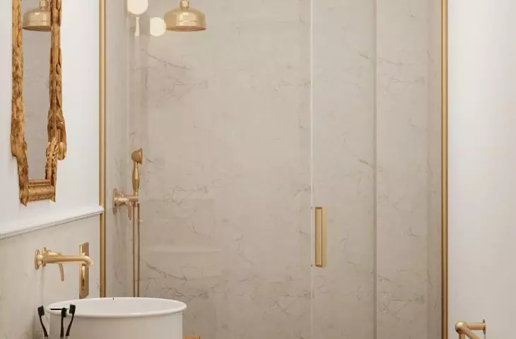 First floor bathroom with decorative mosaic tiles