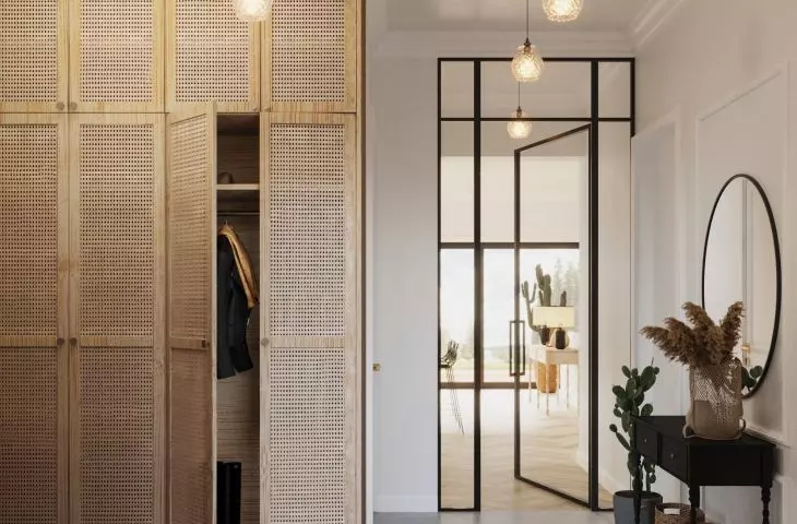 Windbreak with rattan closet