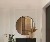 Boho accents and a large mirror