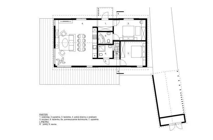 Single-family house, first floor plan