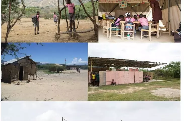A collage of photos from an existing village school