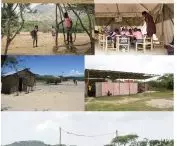 A collage of photos from an existing village school