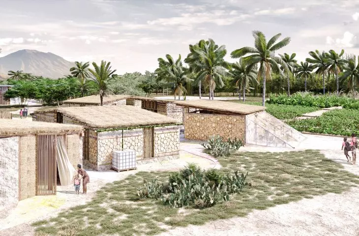The common space, which is surrounded by crops