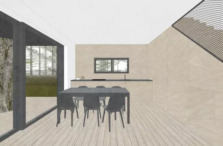 kitchen and dining room on the first floor