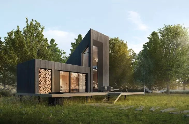 The summer house consists of two blocks