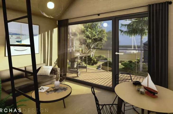 visualization of the interior of one of the cottages