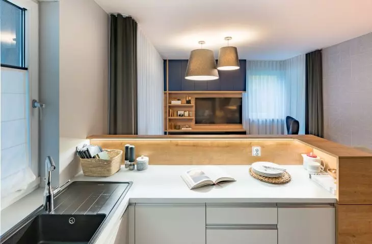 View from the kitchen to the living room