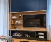 Built-in wall with TV and bio-fireplace