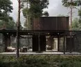 SMU HOUSE, drewniana i kamienna elewacja