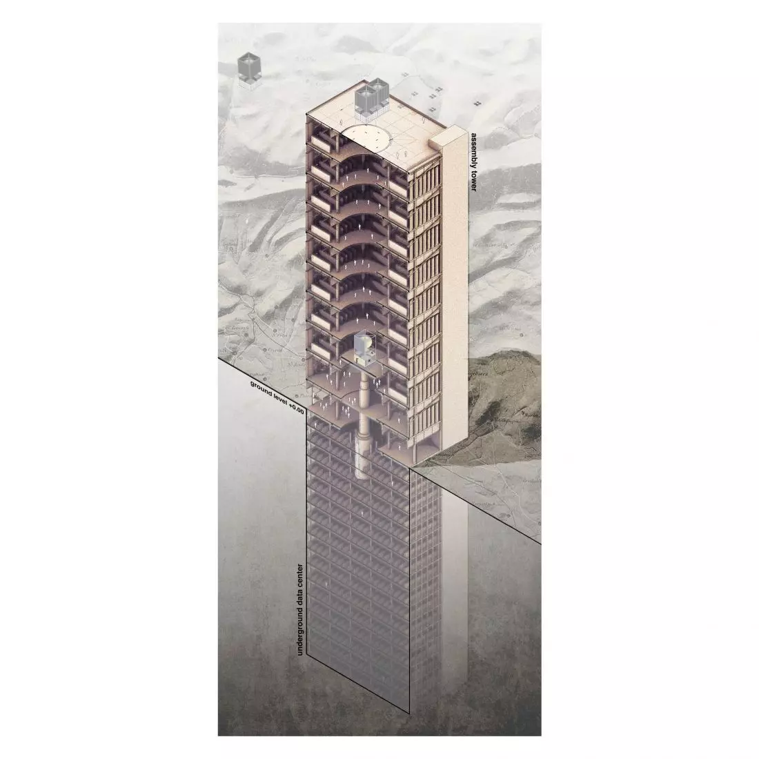 Pilgrim Skyscraper, przekrój
wieży