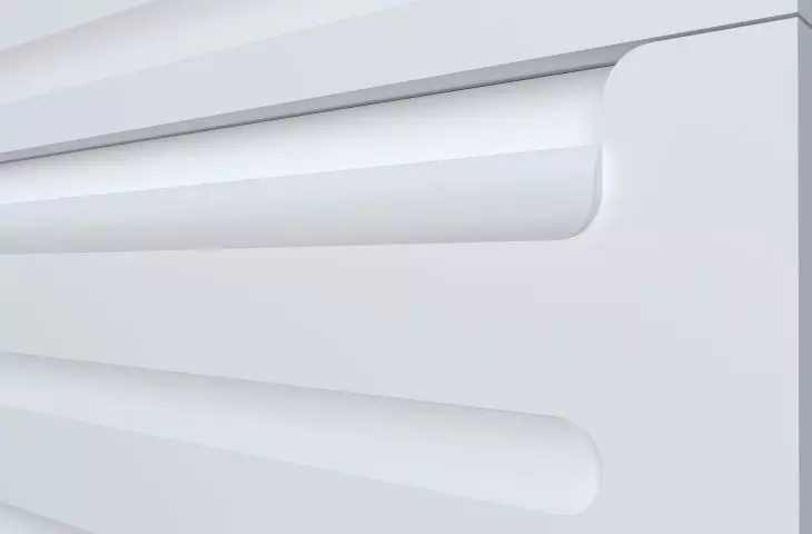 Concave horizontal drawer strips