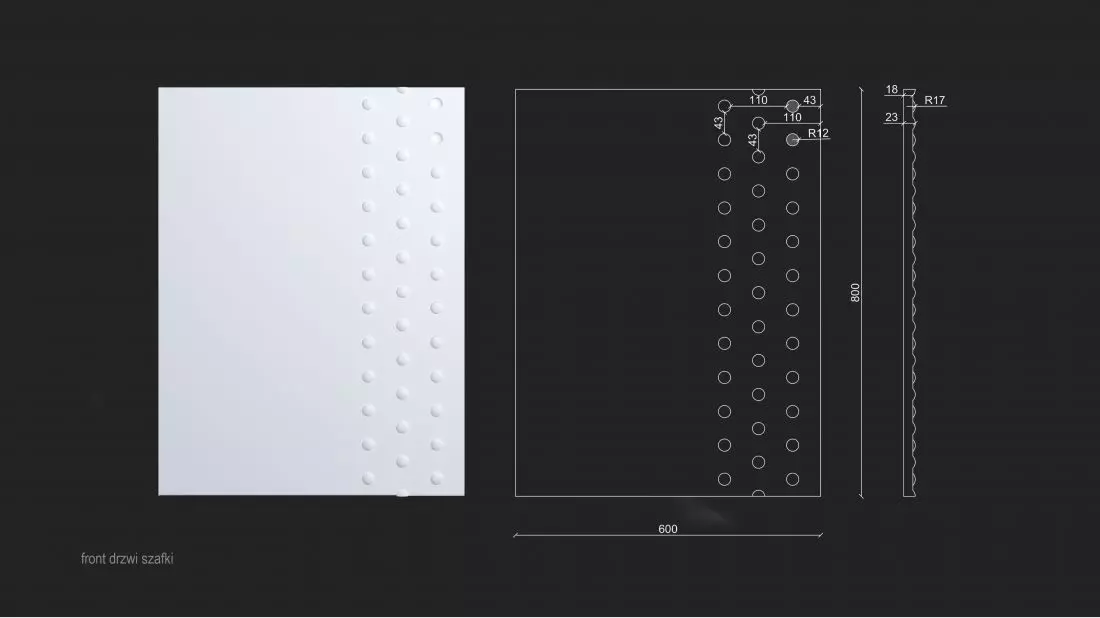 Invisible System,
front drzwi szafki