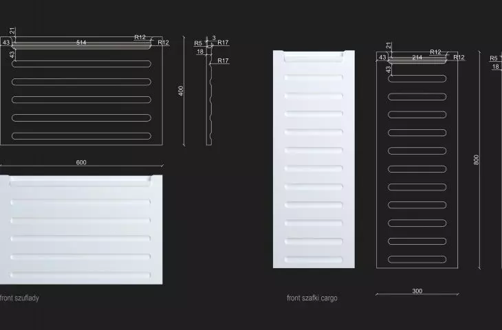 Invisible System, drawer front and cargo cabinets