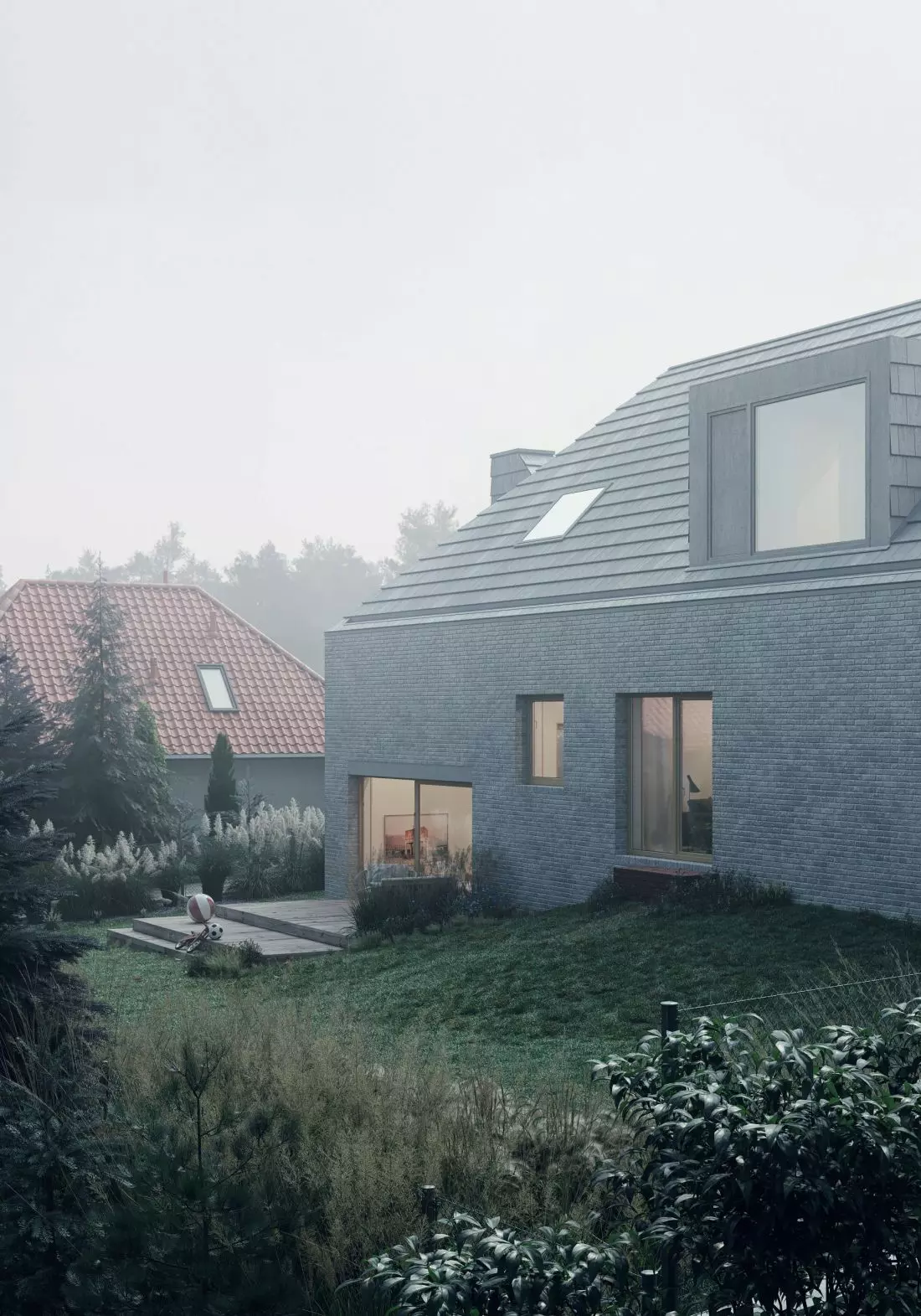 najtrudniejszym wyzwaniem dla
architektów było wkomponowanie budynku w zastaną działkę
