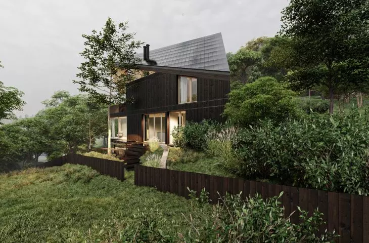 Privacy is provided by a fence and greenery