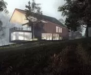 The house on the slope has an area of 120 sqm