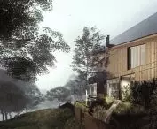 House on a slope with a sloping roof