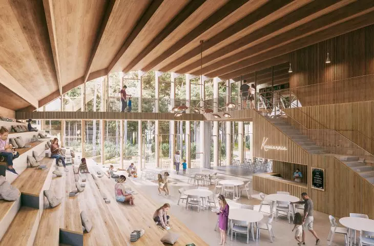 wnętrze kawiarni w bibliotece