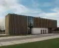 Compact facade on the side of the road