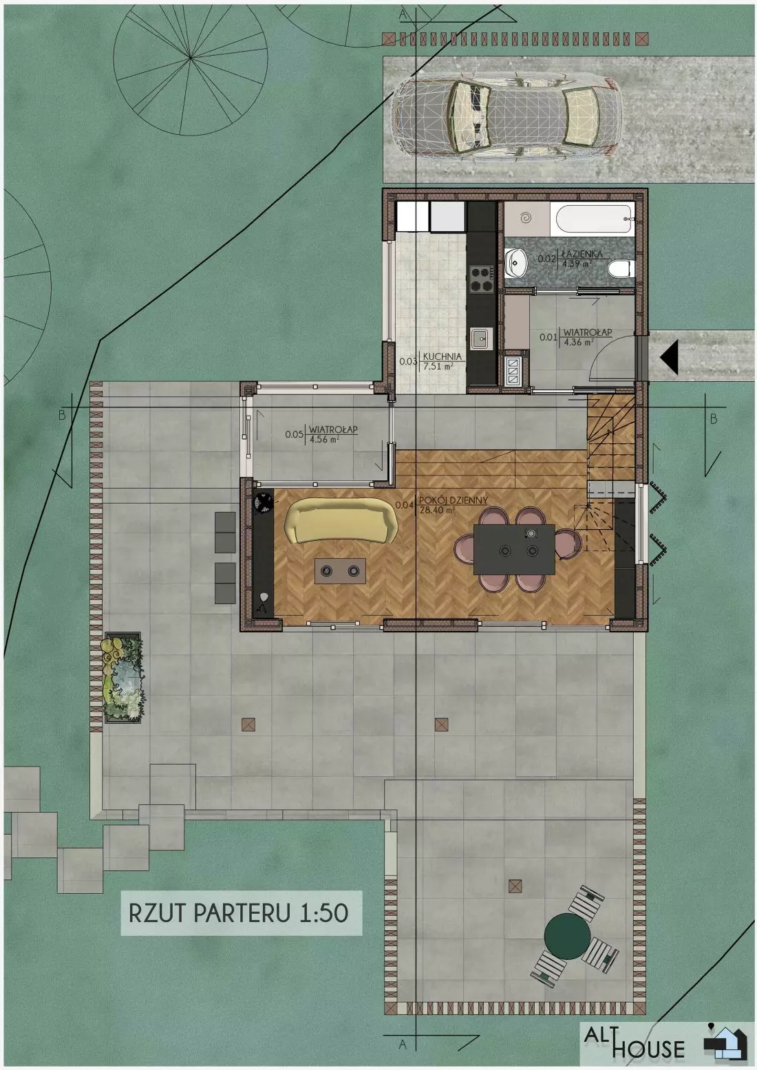 Projekt ALTHOUSE, rzut
parteru