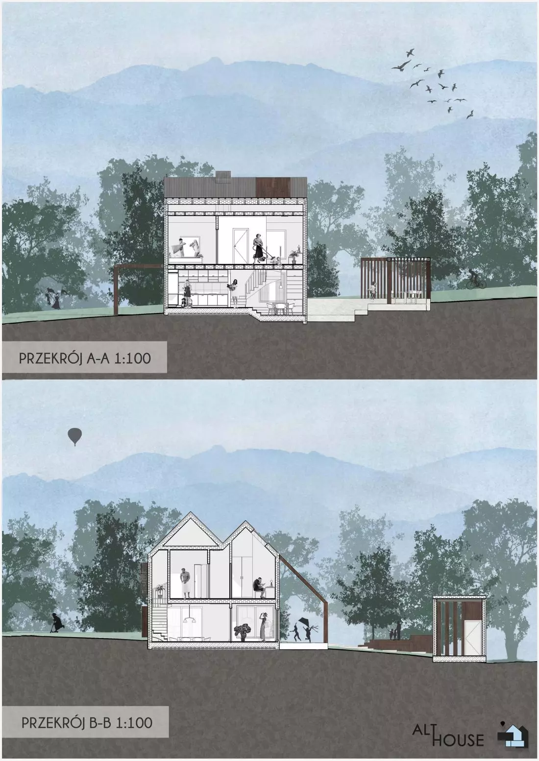 Projekt ALTHOUSE,
przekroje