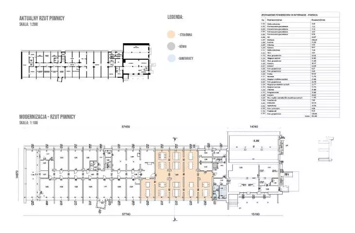 Basement and dormitory floor plan