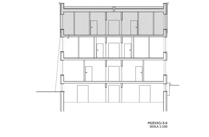 High School of Fine Arts in Nałęczów, cross section B-B