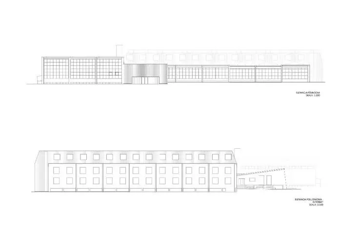 High School of Fine Arts, north and south elevations