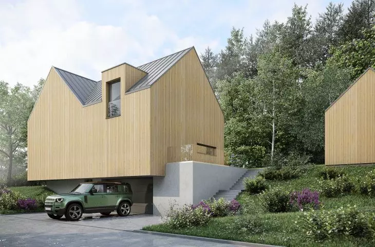 House under a rock, compact block on the side of the road