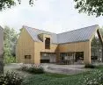 House under a rock opens up from the garden
