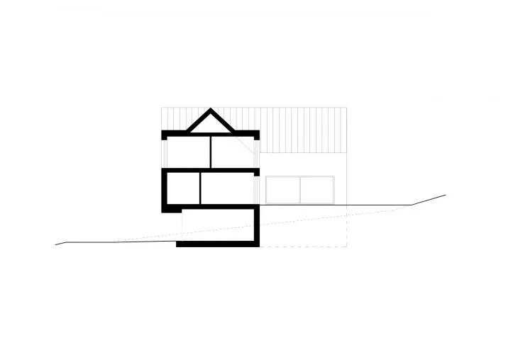 House under a rock, cross-section