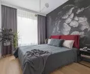 Bedroom with large format wallpaper