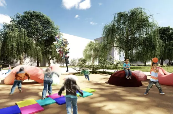 Playground with safe surface