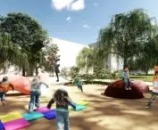 Playground with safe surface