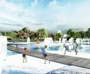 Water zone with playground