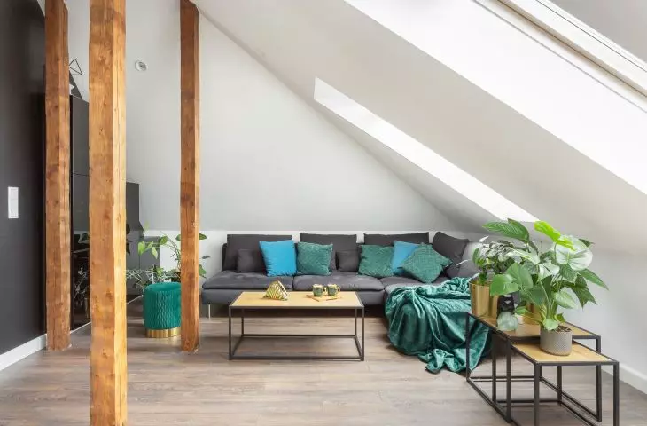 Green accents in the living room
