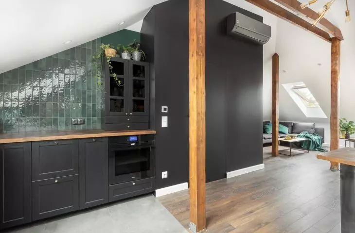Black kitchen and bottle tiles