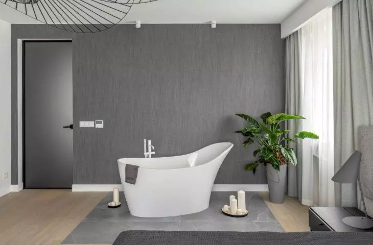 minimalist apartment in Szczęśliwice, bathroom