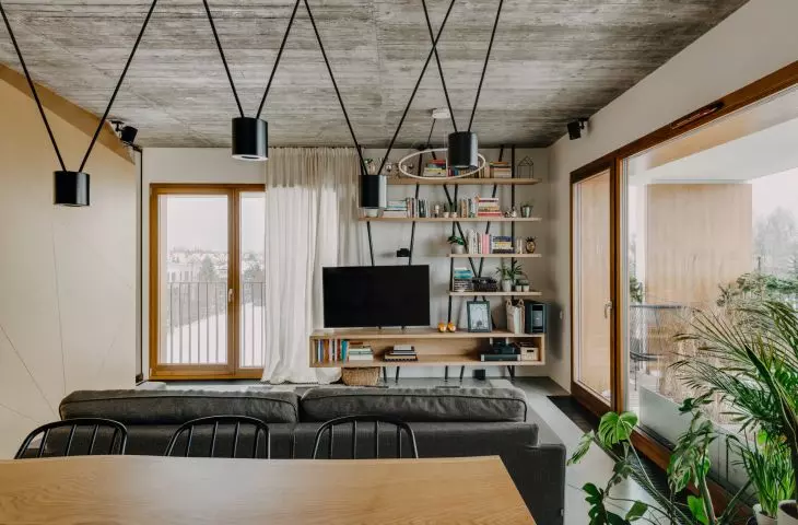 view from kitchen to living room