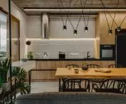 view of the kitchen and dining room