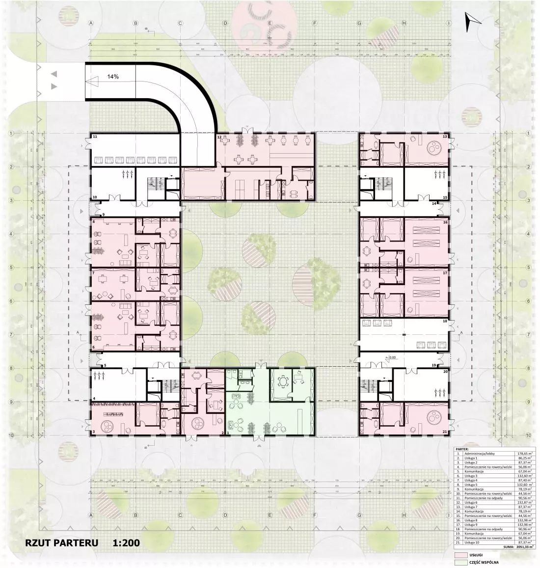 Co-living
w Opolu, rzut parteru