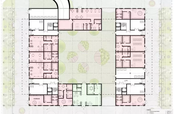 Co-living in Opole, first floor plan