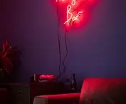 Neon lettering looks most effective when the lights are off 