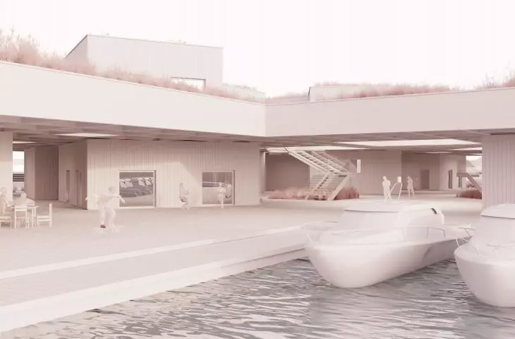 Gliwice marina, project is built around the harbor basin