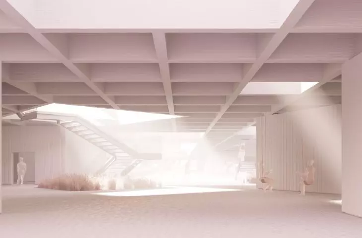 The structure of the objects is made of cross-glued wood