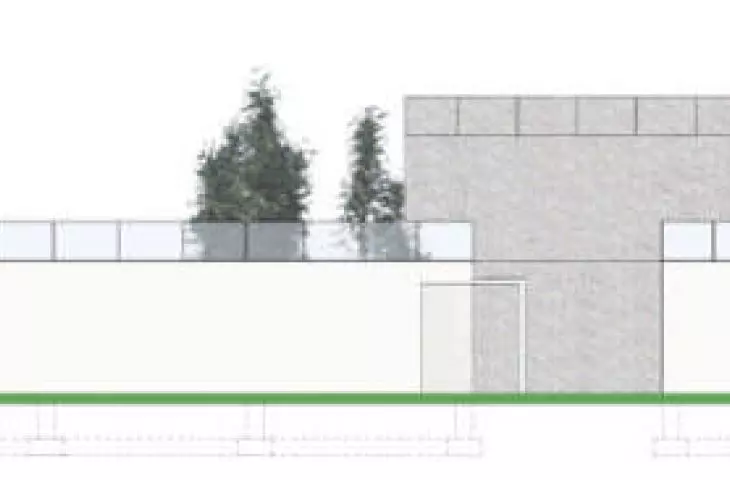 cross-section through the F-F assembly, northeast elevation