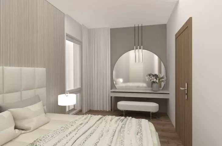 Projekt 120-metrowego apartamentu w Łodzi – sypialnia