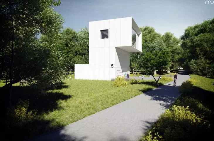 house inspired by the form of a periscope