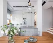 Functionally designed kitchen cabinets optically enlarge the space